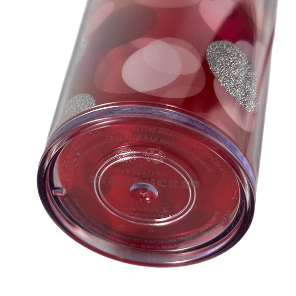 2019 Starbucks Holiday 16oz DW Cold Cup Red with Silver Glitter, Pink, White EUC - Picture 9 of 9